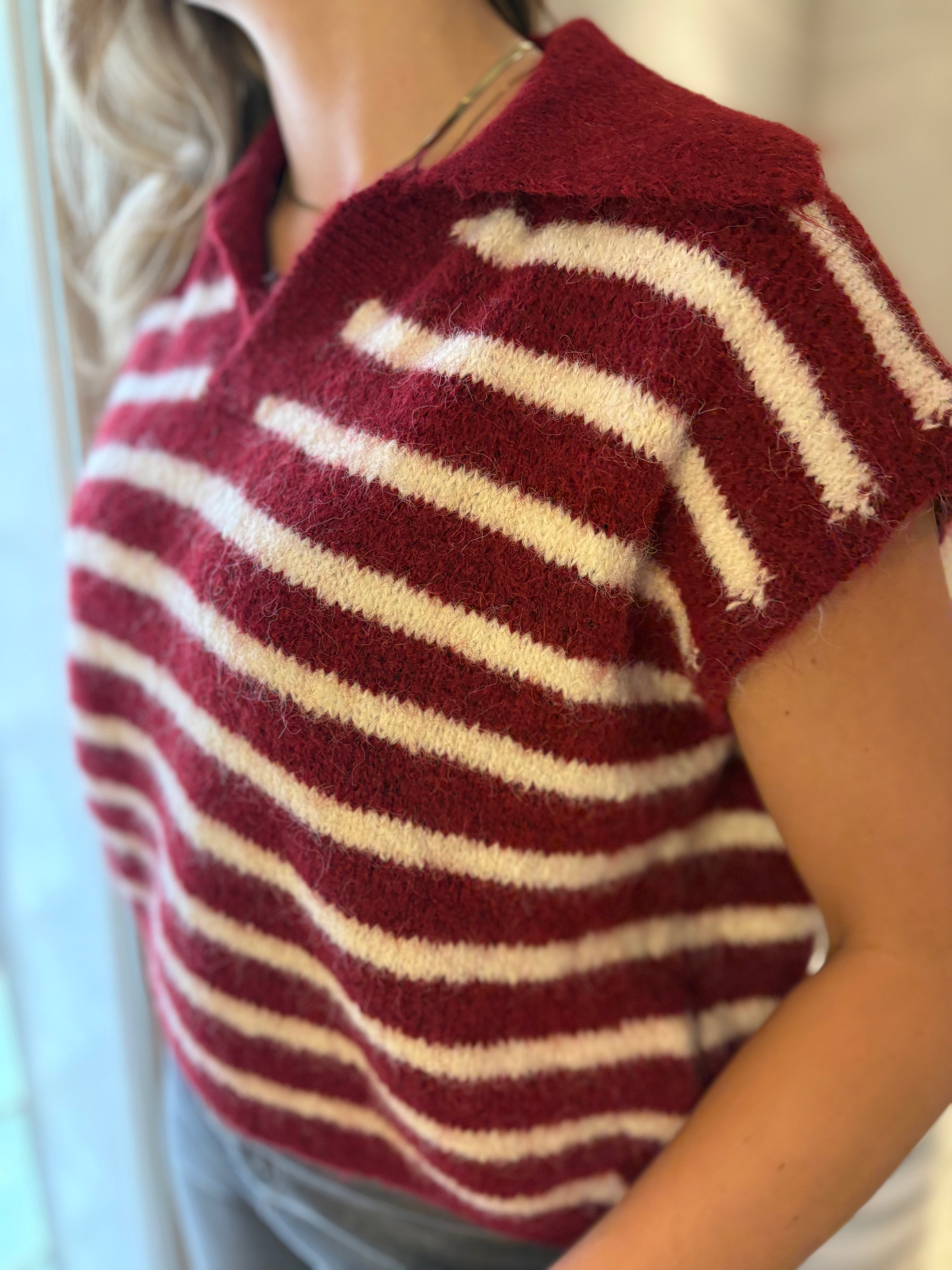 Striped Collar Knit